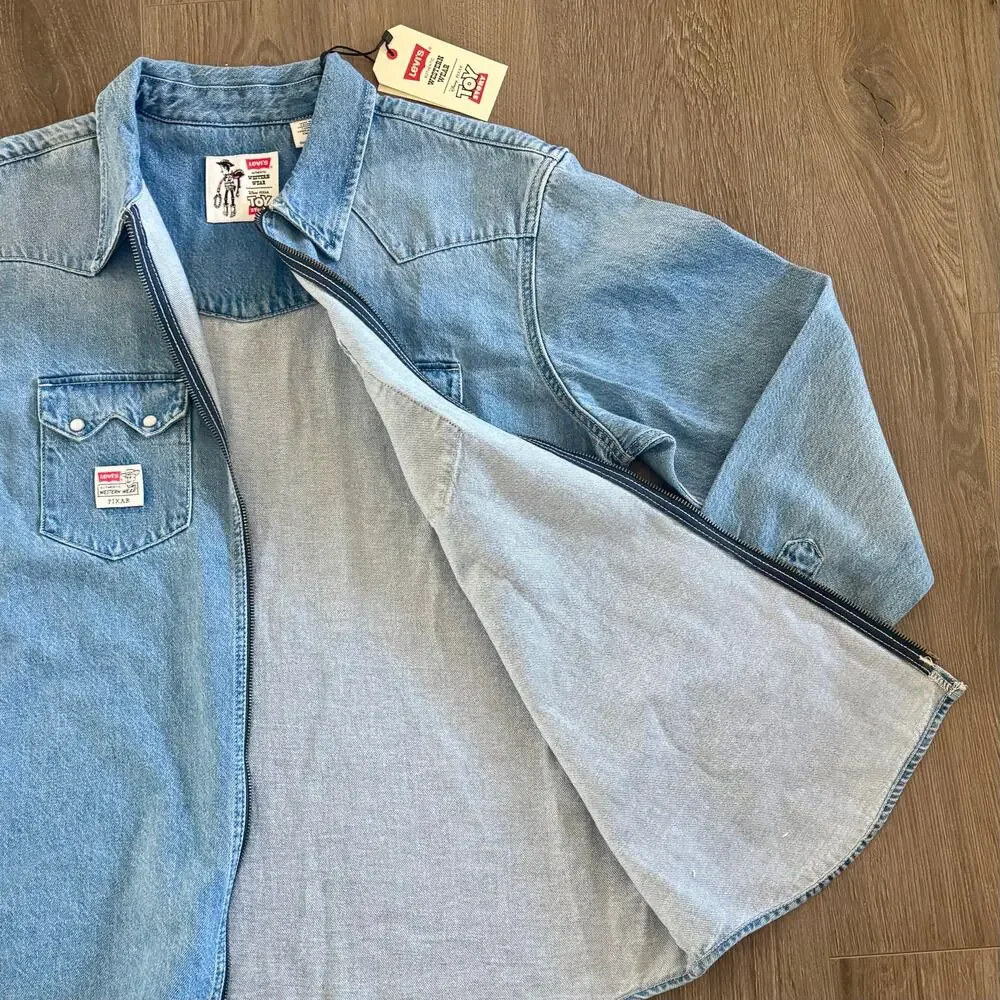 Levi's x Toy Story Denim Western Shacket Jean Shirt Jacket Size Large Unisex NWT - Picture 14 of 16